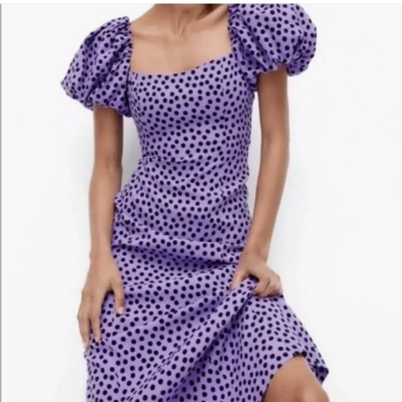 Purple spotty dress store
